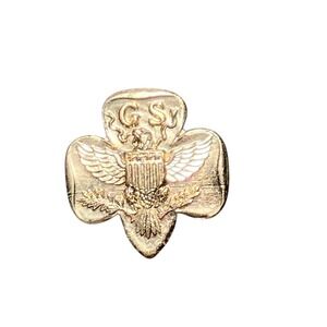 Girl Scouts Membership Pin Women Gold  Vintage Trefoil Eagle Shield 
GS